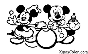 Christmas / Disney Christmas: Mickey Mouse making a snowman