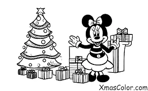 Christmas / Disney Christmas: Minnie Mouse decorating her Christmas tree
