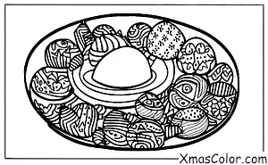 Christmas / Eggnog: A bowl of eggnog with a Christmas pudding