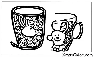 Christmas / Eggnog: A mug of eggnog with a reindeer