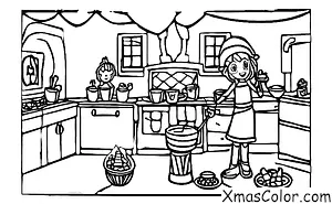 Christmas / Elves: An elf cooking in the kitchen