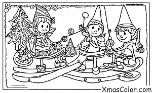 Christmas / Elves: An elf on a seesaw