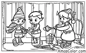 Christmas / Elves: An elf painting a toy