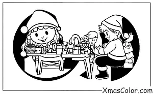 Christmas / Elves: Elf making a toy