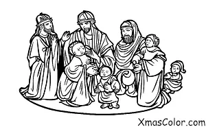 Christmas / Epiphany: The Three Kings adoring baby Jesus