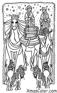 Christmas / Epiphany: The Three Kings riding their camels back home