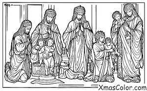 Christmas / Epiphany: The Three Kings worshiping baby Jesus