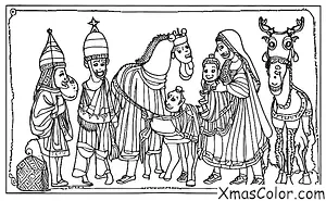 Christmas / Epiphany: Three Kings on their camels travelling to find baby Jesus