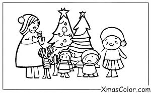 Christmas / Family: A family gathering around the Christmas tree