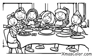 Christmas / Family: The whole family enjoys a big Christmas dinner together