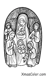 Christmas / Feliz Navidad: A Nativity scene with the baby Jesus, Mary, and Joseph