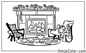 Christmas / Fireplaces: A fireplace with a cozy fire