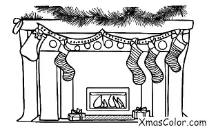 Christmas / Fireplaces: A fireplace with a mantel decorated for Christmas