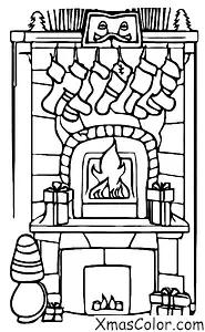 Christmas / Fireplaces: A fireplace with a roaring fire