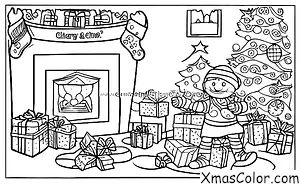 Christmas / Fireplaces: Santa coming down the chimney