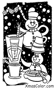 Christmas / Frosty the Snowman: Frosty enjoying a cup of hot cocoa