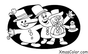 Christmas / Frosty the Snowman: Frosty the Snowman being built by a group of children