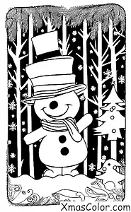 Christmas / Frosty the Snowman: Frosty the Snowman walking in the forest
