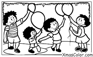 Christmas / Games: A family playing balloon toss