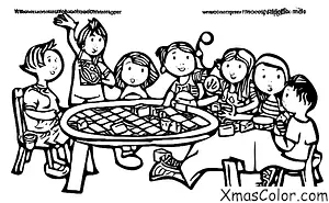 Christmas / Games: A group of friends playing a board game