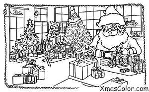 Christmas / Geeky Christmas: Santa Claus sitting in his workshop surrounded by geeky Christmas toys