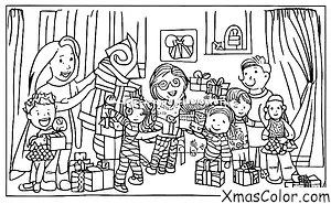 Christmas / Giving: A family giving each other presents