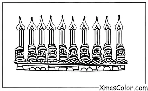 Christmas / Hanukkah: A menorah with nine candles, each representing one of the nights of Hanukkah