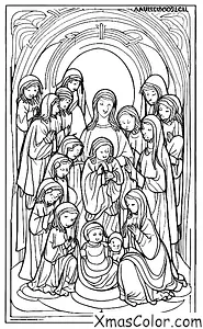 Christmas / Hark! The Herald Angels Sing: The angelic choir singing in front of the baby Jesus