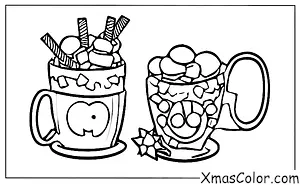 Christmas / Hot Cocoa: A mug of hot chocolate with a gingerbread man