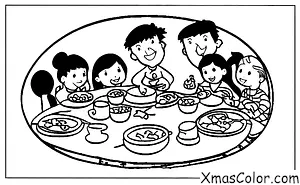 Christmas / Jingle Bells: A family gathered around the dinner table