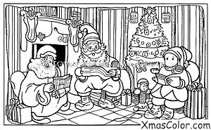 Christmas / Jolly Old Saint Nicholas: Santa Claus reading a letter from a child