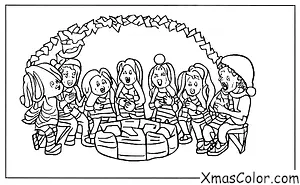 Christmas / Joy to the World: A group of friends singing "Joy to the World" around a campfire
