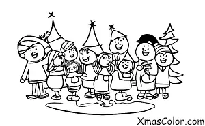 Christmas / Joy to the World: A group of people singing around a Christmas tree