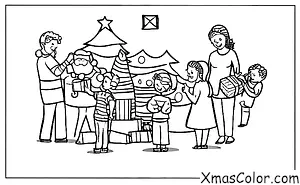 Christmas / Joy: A family gathered around the Christmas tree