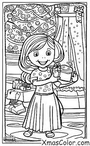 Christmas / Joy: A little girl holding a present