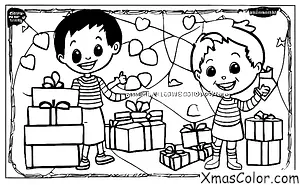 Christmas / Love: A boy giving a present to his girlfriend