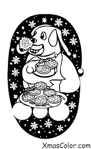 Christmas / Making Christmas Cookies: A dog eating a Christmas cookie