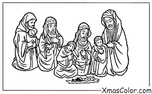 Christmas / Mary: The three wise men bringing gifts to baby Jesus