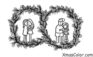 Christmas / Mistletoe: A couple standing under the mistletoe