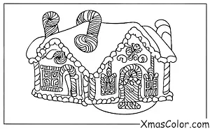 Christmas / Modern Christmas: A family making gingerbread houses