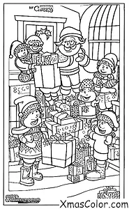 Christmas / Mr. & Mrs. Claus: Mr. & Mrs. Claus delivering presents to children