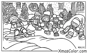 Christmas / Outdoor Christmas activities: Sledding down a snowy hill