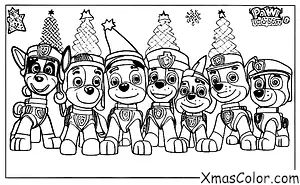 Christmas / PAW Patrol Christmas: The Paw Patrol pups all dressed up in their Christmas best