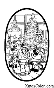 Christmas / PAW Patrol Christmas: The PAW Patrol pups decorating the Christmas tree