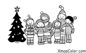 Christmas / Peace: A family around the Christmas tree