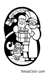 Christmas / Peace: Santa Claus giving a gift