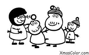 Christmas / Peppa Pig Christmas: Peppa Pig having a snowball fight with her family