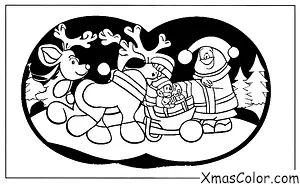 Christmas / Rudolph the Red-Nosed Reindeer: Rudolph guiding Santa's sleigh