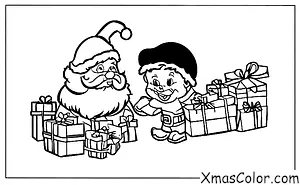 Christmas / Rudolph: Santa collecting toys from the workshop