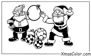 Christmas / Santa Claus: Santa playing soccer